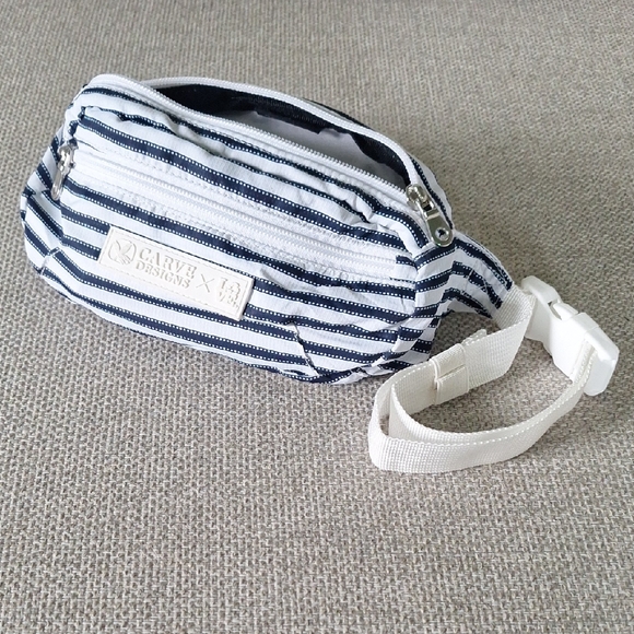 Carve Designs LOVEBAGS Navy and White Striped Belt Bag - Picture 1 of 10